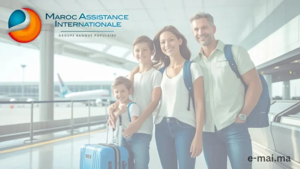 Guide Complet: Assurance Voyage Maroc - Tout Ce Que Vous Devez Savoir en 2025 5 Famille souriante à l'aéroport bénéficiant d'une assurance voyage Maroc