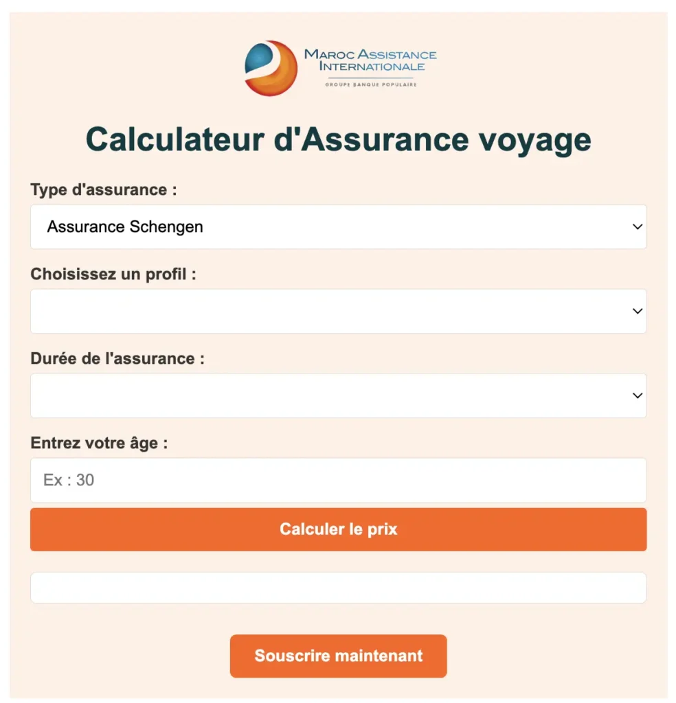 Calculateur d'Assurance voyage 2 Calculateur d'Assurance voyage en ligne : une personne utilise l'outil pour comparer les offres d'assurance avant son départ.